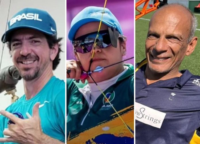 Andrey de Castro Jane Karla Helcio Perillo Com seis medalhas goianas, Brasil é campeão geral do Parapan de Tiro com Arco