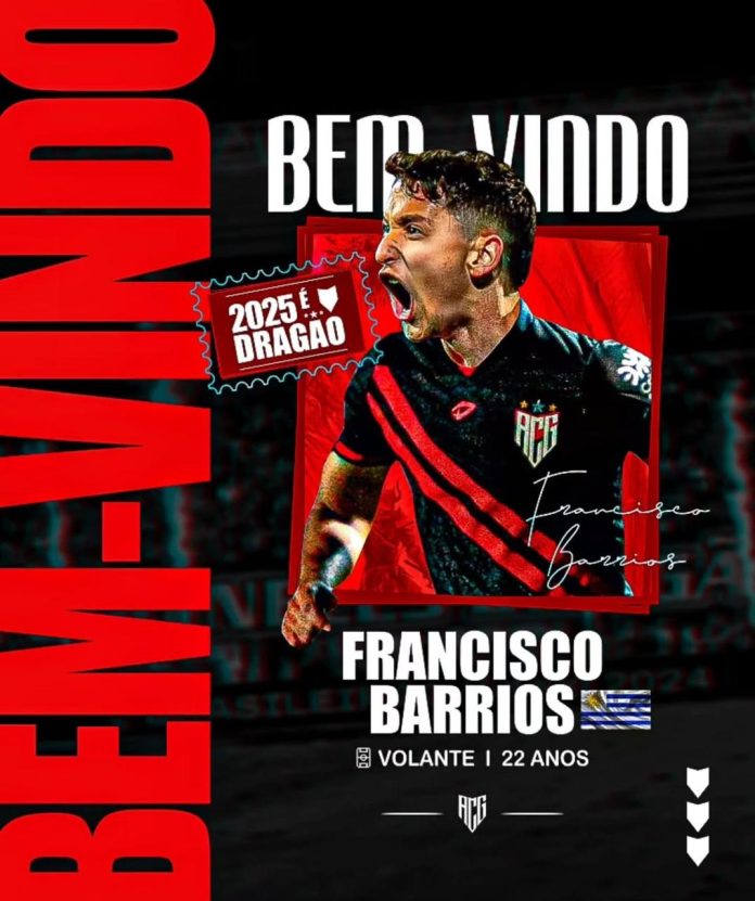 Francisco Barros, volante uruguaio de 22 anos, novo reforço do Atlético-GO para 2025